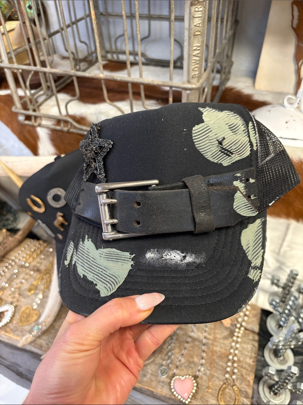 Custom Black Distressed Trucker Hat